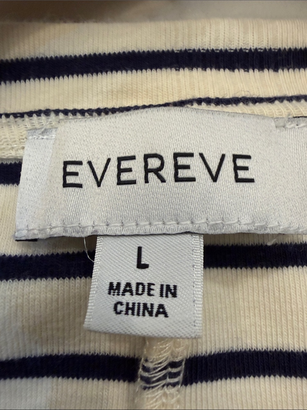 Evereve Striped Tie-Waist Midi Dress in Cream and Navy Size Large - Picture 4 of 8